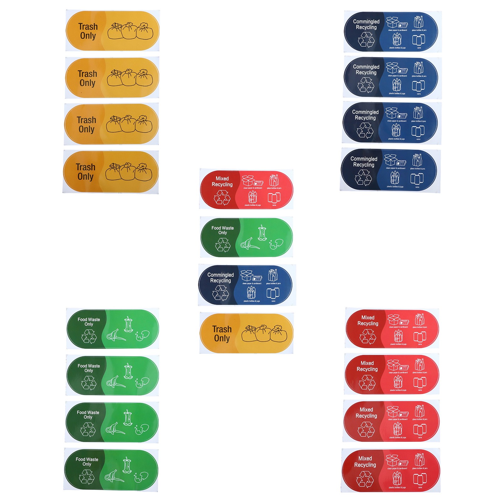 4Pcs Sorting Stickers Sign Mixed Garbage Labels New Trash Recycling Sticker