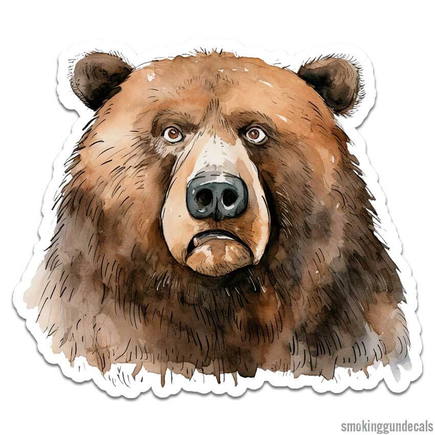 Grizzly Brown Bear, Vinyl Decal Sticker, Indoor Outdoor, 3 Sizes, #12393