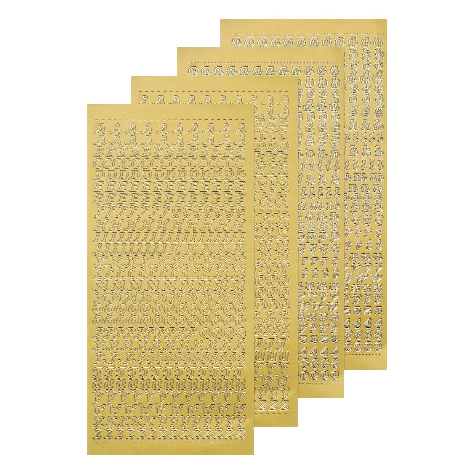 4 Sheets Alphabet Letter Sticker Gold Upper Lower a to Z Self Adhesive