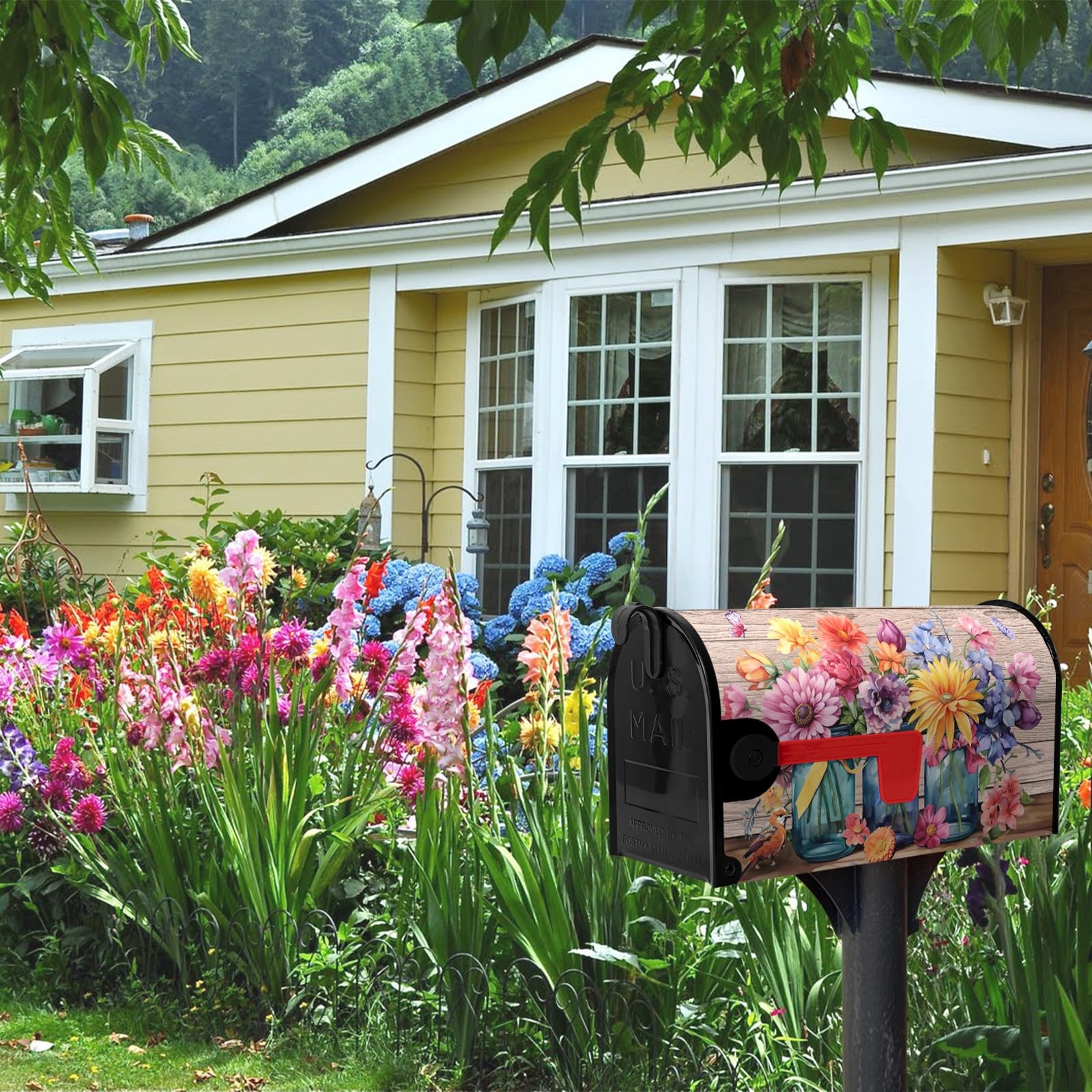 Dacawin Spring Mailbox Cover 21x18inch, Mason Jar