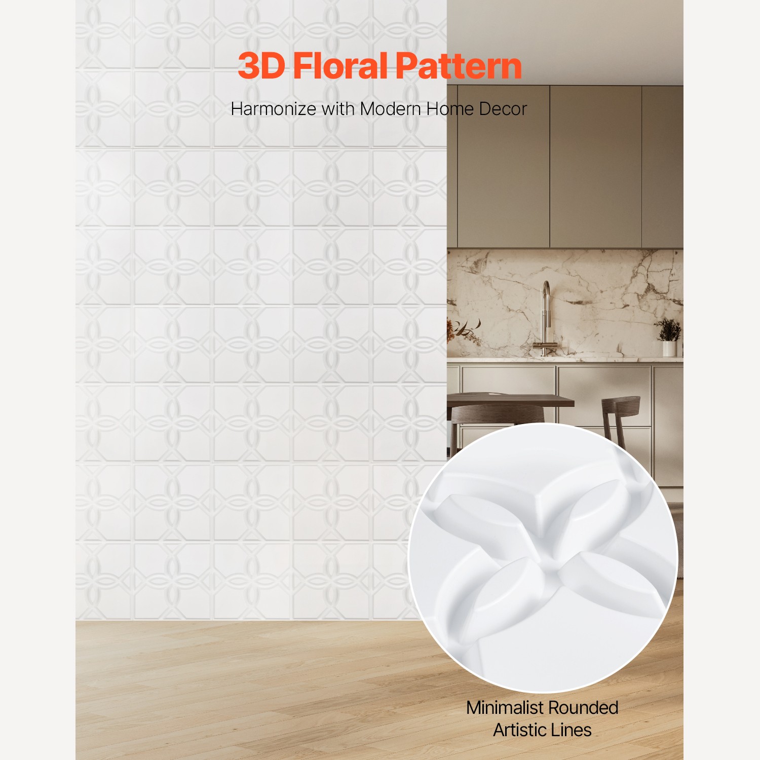 Uimoso 33-Pack 3D PVC Wall Panels,11.81”x11.81”, 32 Sq.Ft,Floral Design, White