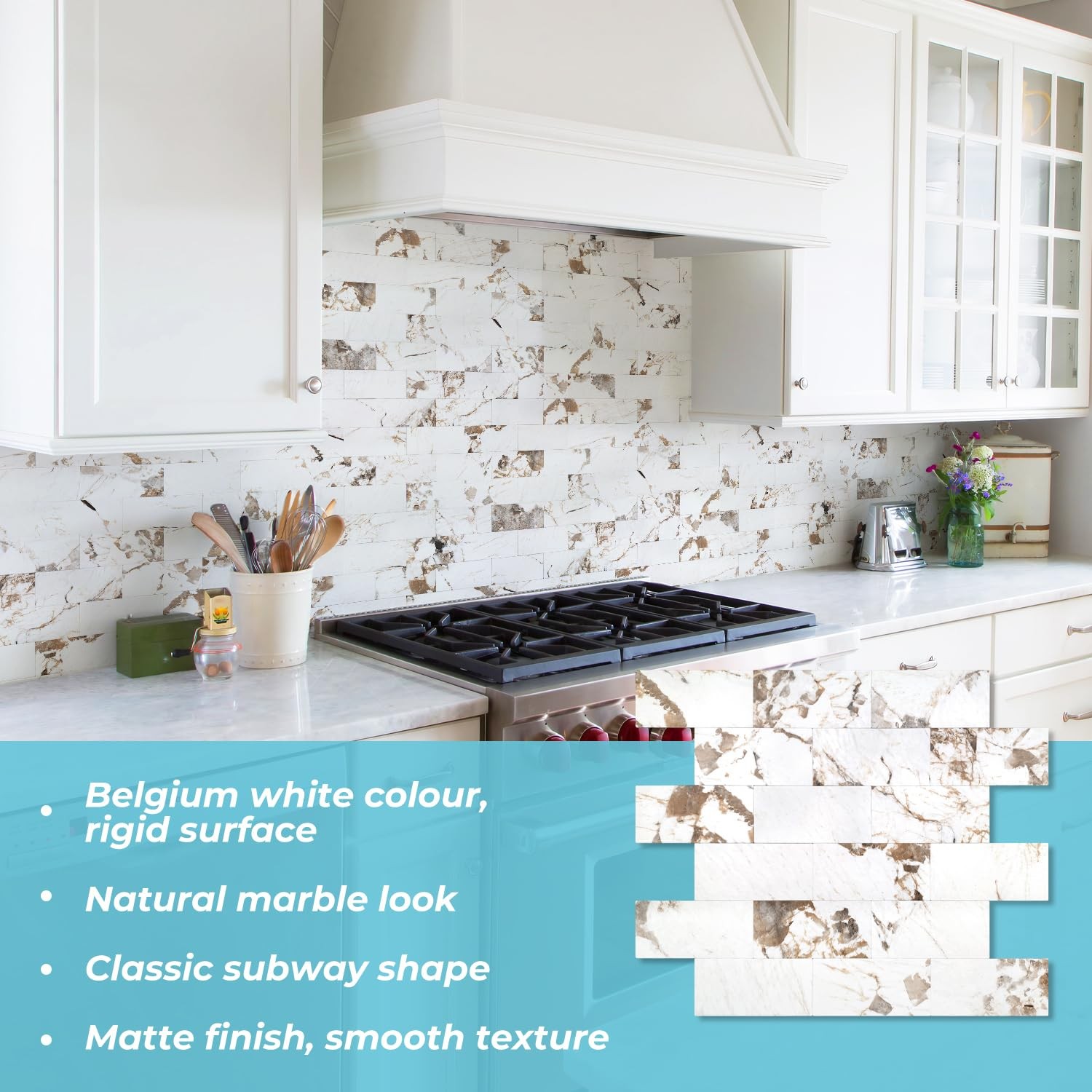 10 Sheets Peel and Stick Backsplash, Aluminum Composite 3D Wall Panel, Belgiu…