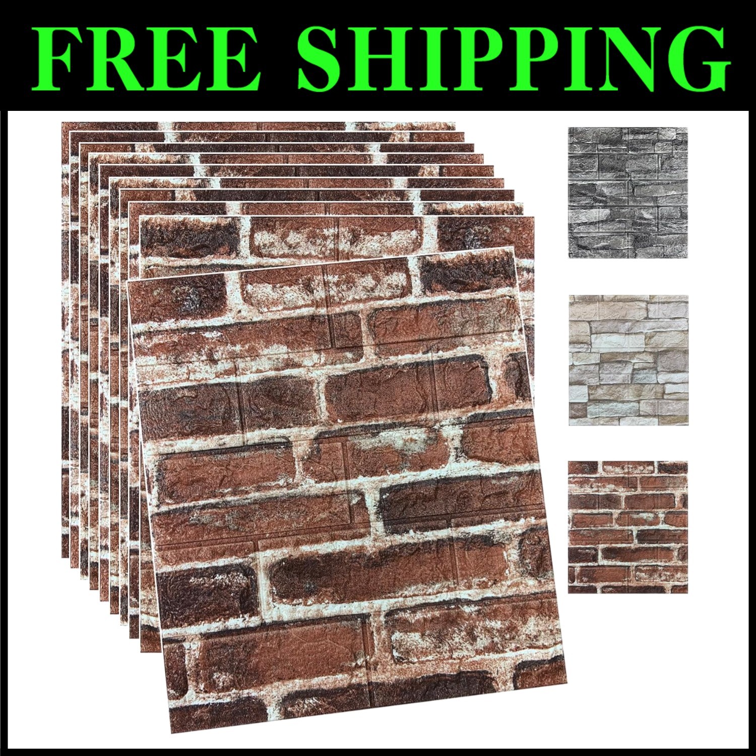 Red 3D Brick Wall Paneling – Pack of 20, Self-Adhesive/-