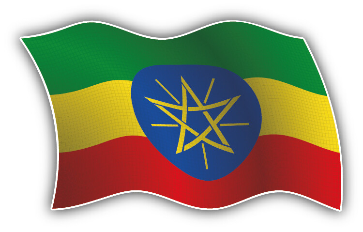 Ethiopia Wavy Flag Car Bumper Sticker Decal