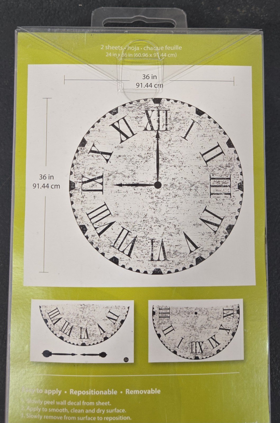 Wall Pops! Wall Art “Reclaimed Clock” Wall Decal Kit Peel Stick 36″x 36″