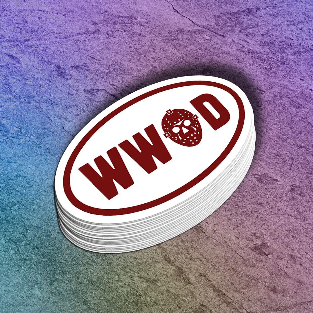 Funny Vinyl Horror Sticker: “What Would Jason Do” Laptop, Water Bottle Decal