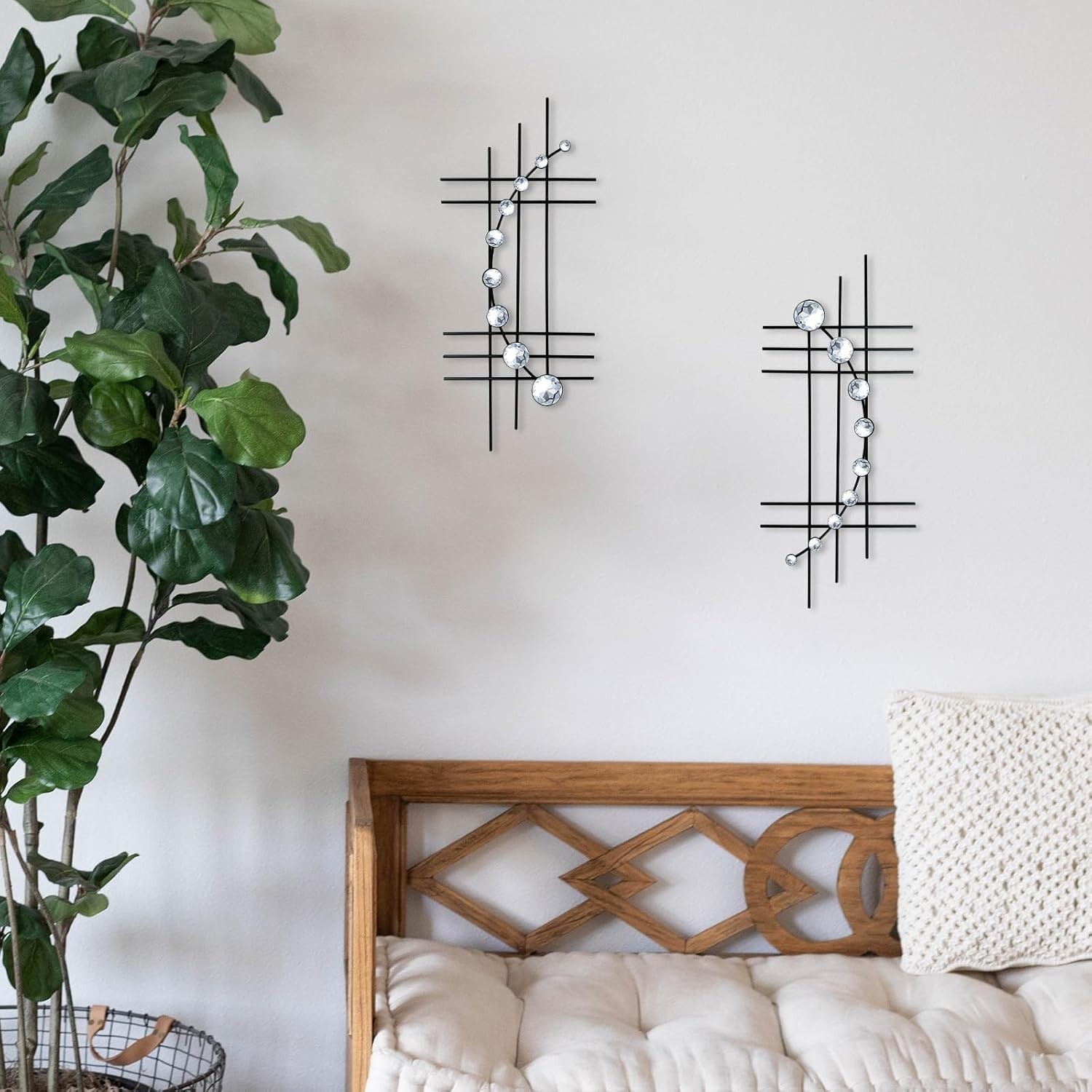 Elevate Your Space with 16.5”/24” Black Abstract Wall Art – 2 Piece Set