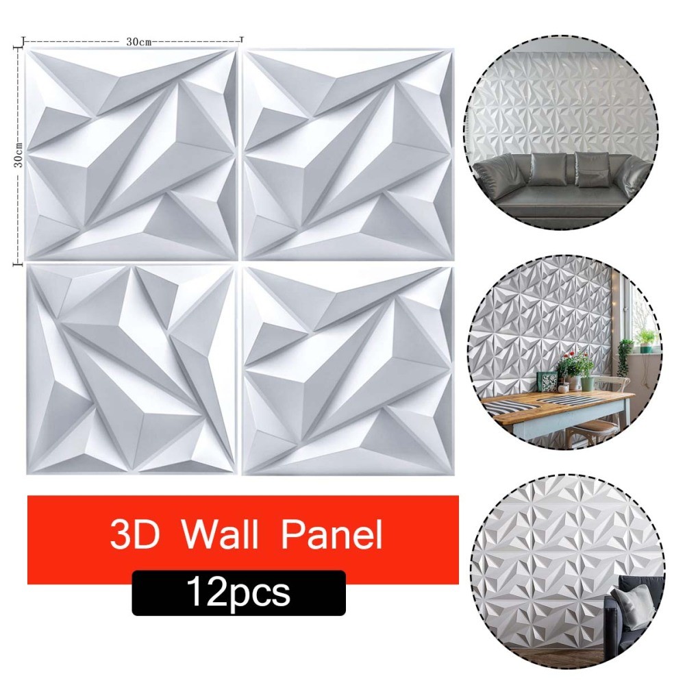 PVC Wall Panels 12 Pcs Covering Cladding Decorative 3D For Kitchen Bedroom