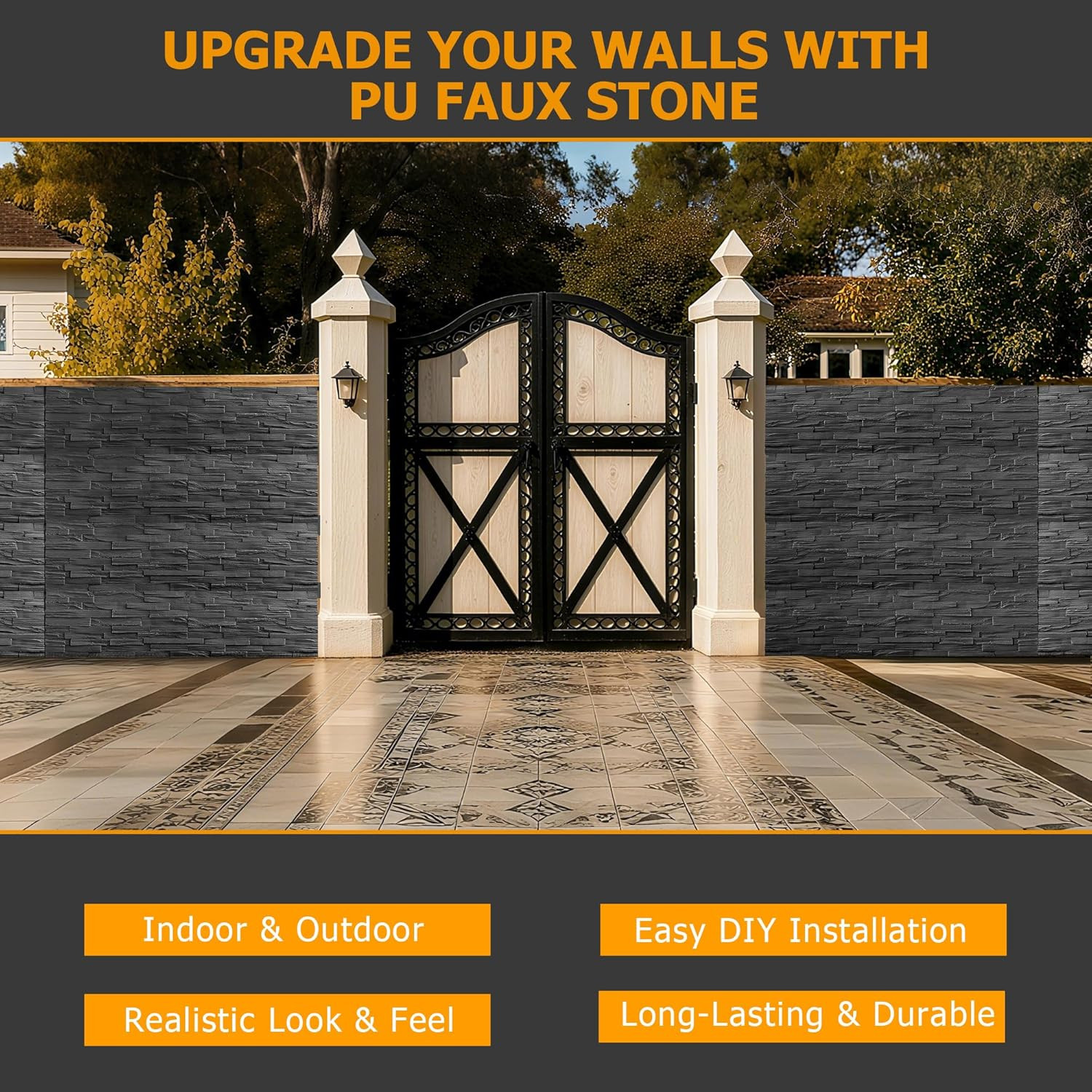 ROOMTEC 6-Packs Faux Stone Wall Covering Panels for Interior and Exterior Decor,