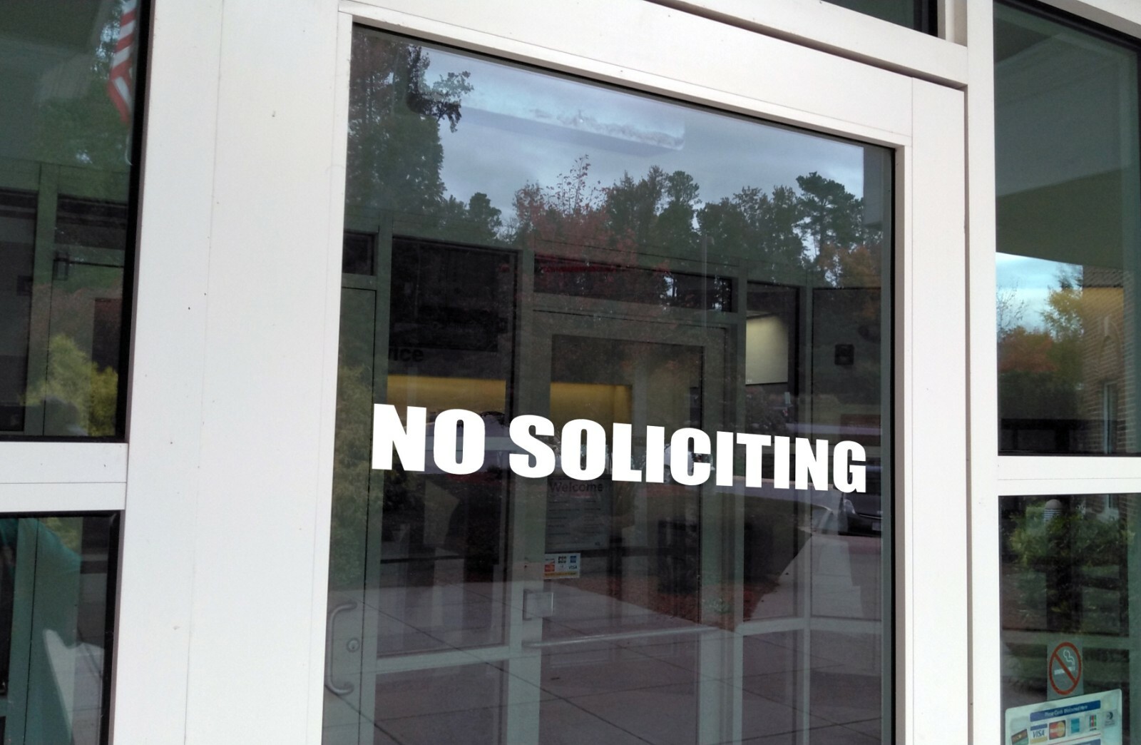 No Soliciting Vinyl Decal – V1 Storefront Business Office Sign – Die Cut Sticker