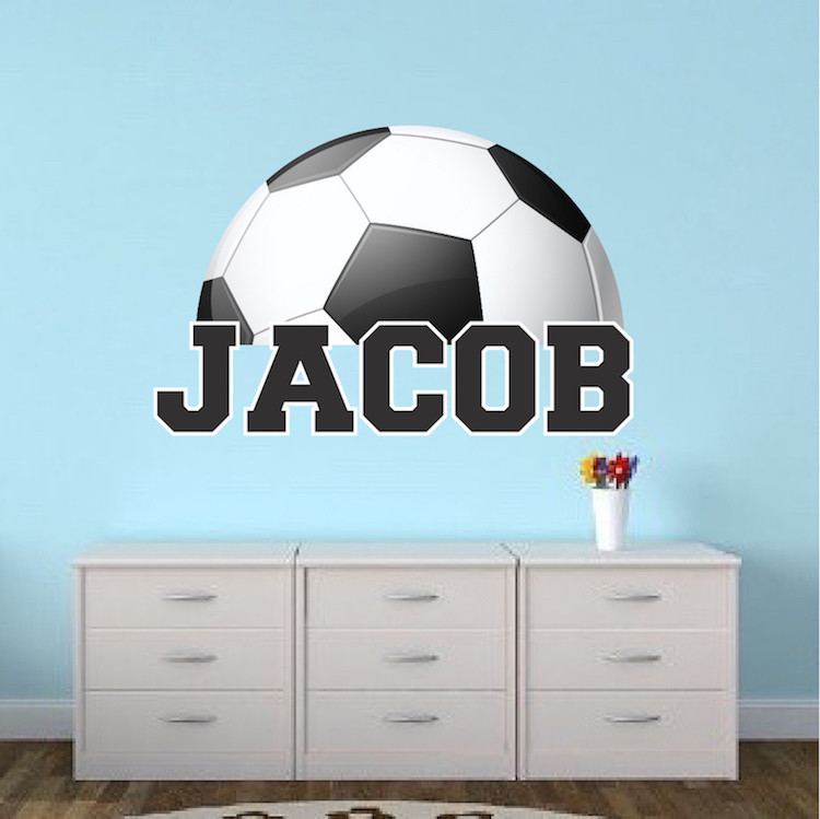 Custom Name Soccer Ball Wall Decal Kid’s Room Sports Decal Soccer Ball Art, s89