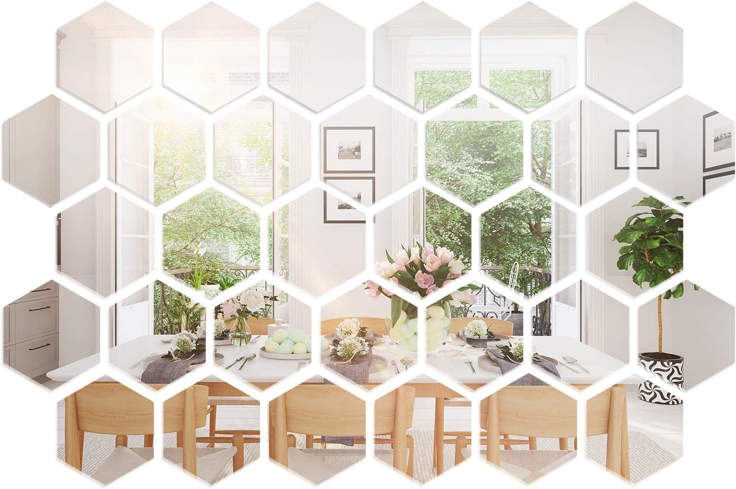 Modern 32-Piece Hexagonal Acrylic Mirror Stickers – Elegant Home Decor Solution