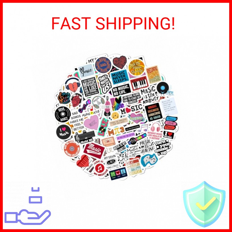 BulbaCraft 100Pcs Music Stickers for Water Bottle & Laptop, Musical Stickers & D
