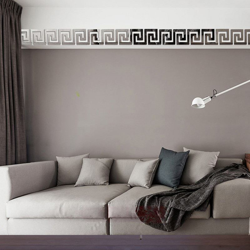 3D Mirror Wall Sticker Building Border Wall Art Home Decor Self Adhesive 10PCs