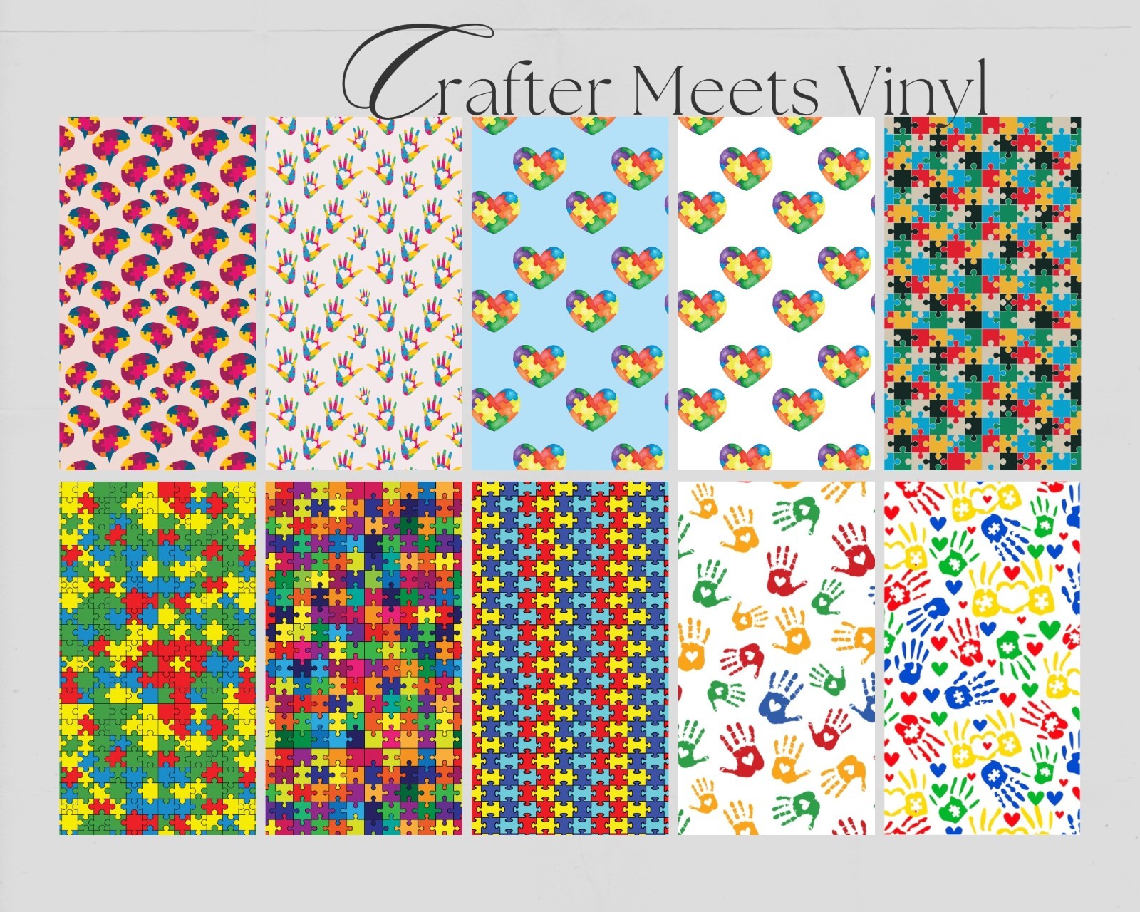 Autism Awareness Pattern Adhesive Vinyl & Iron-on HTV for Cricut cutting machine