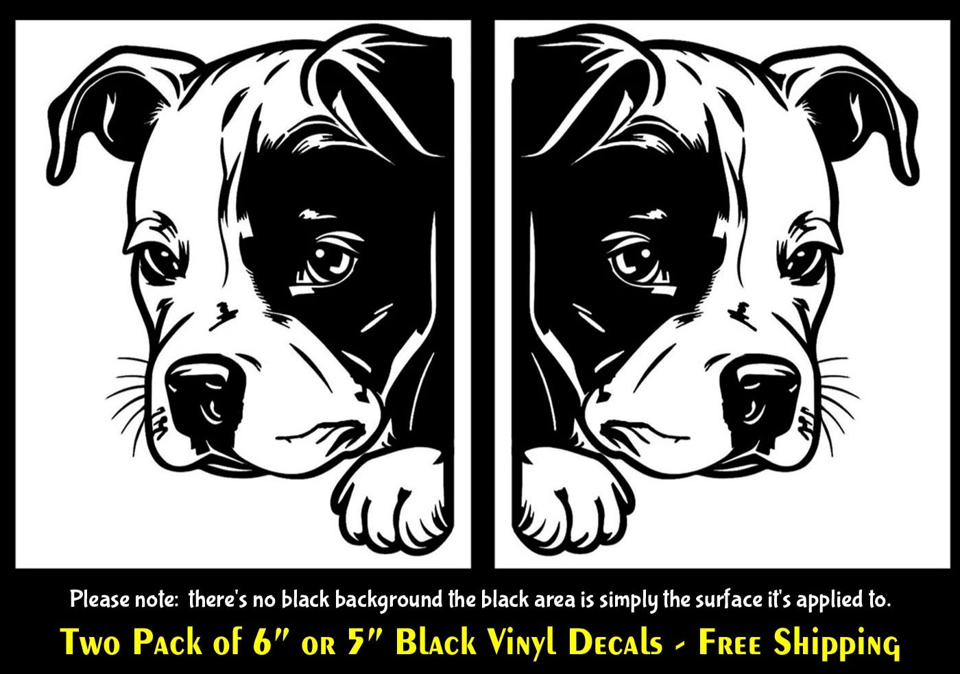 Pitbull Puppy Peeking 5″ or 6″ Black Vinyl Decals Car Truck Mirror Wall Door