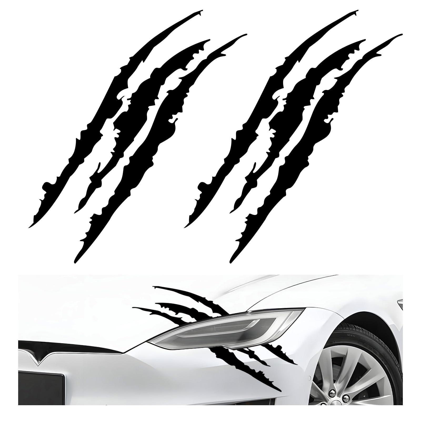 Claw Mark Decals for Car, Headlight Sticker Waterproof Vinyl Exterior Decor