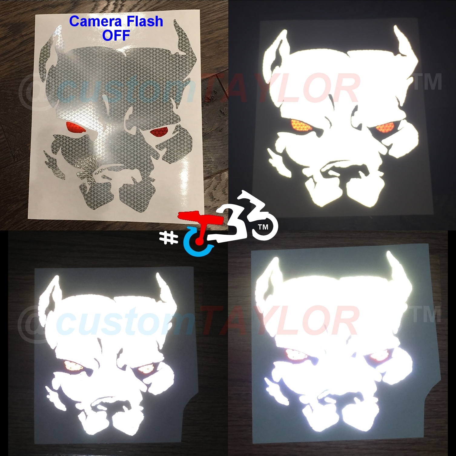 High Intensity REFLECTIVE Pitbull Decal Sticker Cars Motorcycles Dog Windscreen