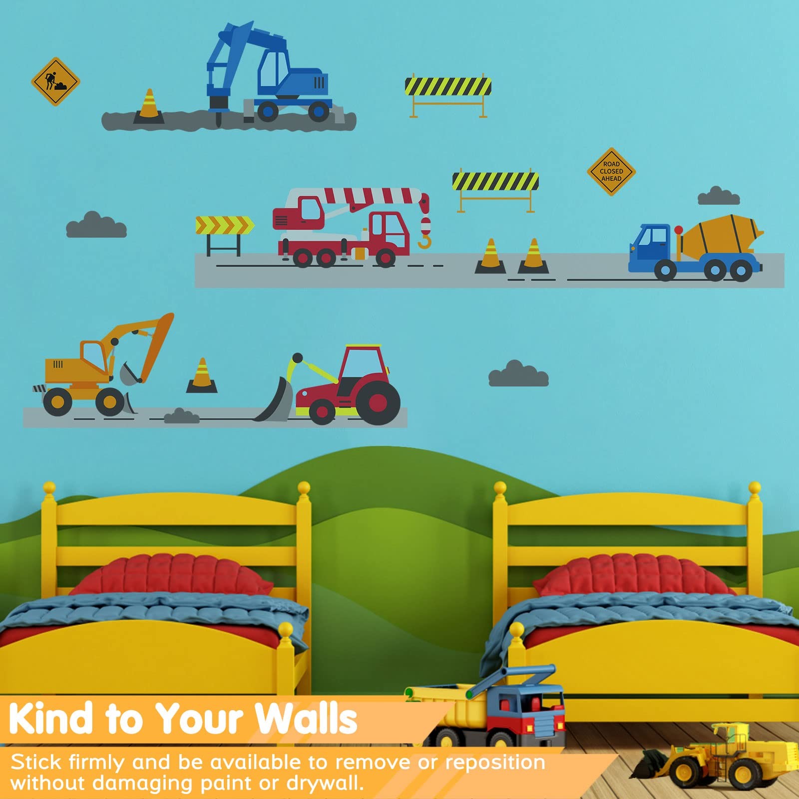 Construction Vehicles Wall Decals Peel and Stick Engineering Vehicles Decals …