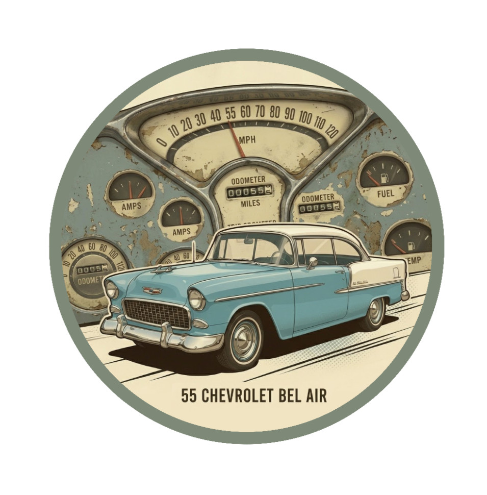 Car Classics “55 Bel Air Vintage” 4″ Vinyl Decal Sticker Handcrafted Vehicle 26