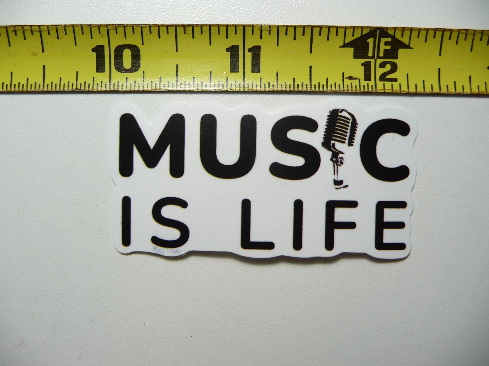 MUSIC IS LIFE RIBBON MICROPHONE SMALL STICKER DECAL MUSICIAN FAN BAND SONG