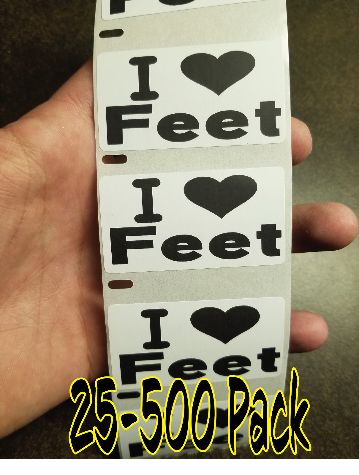 I LOVE FEET Stickers 25-500 Pack gag sticker joke decal foot fetish