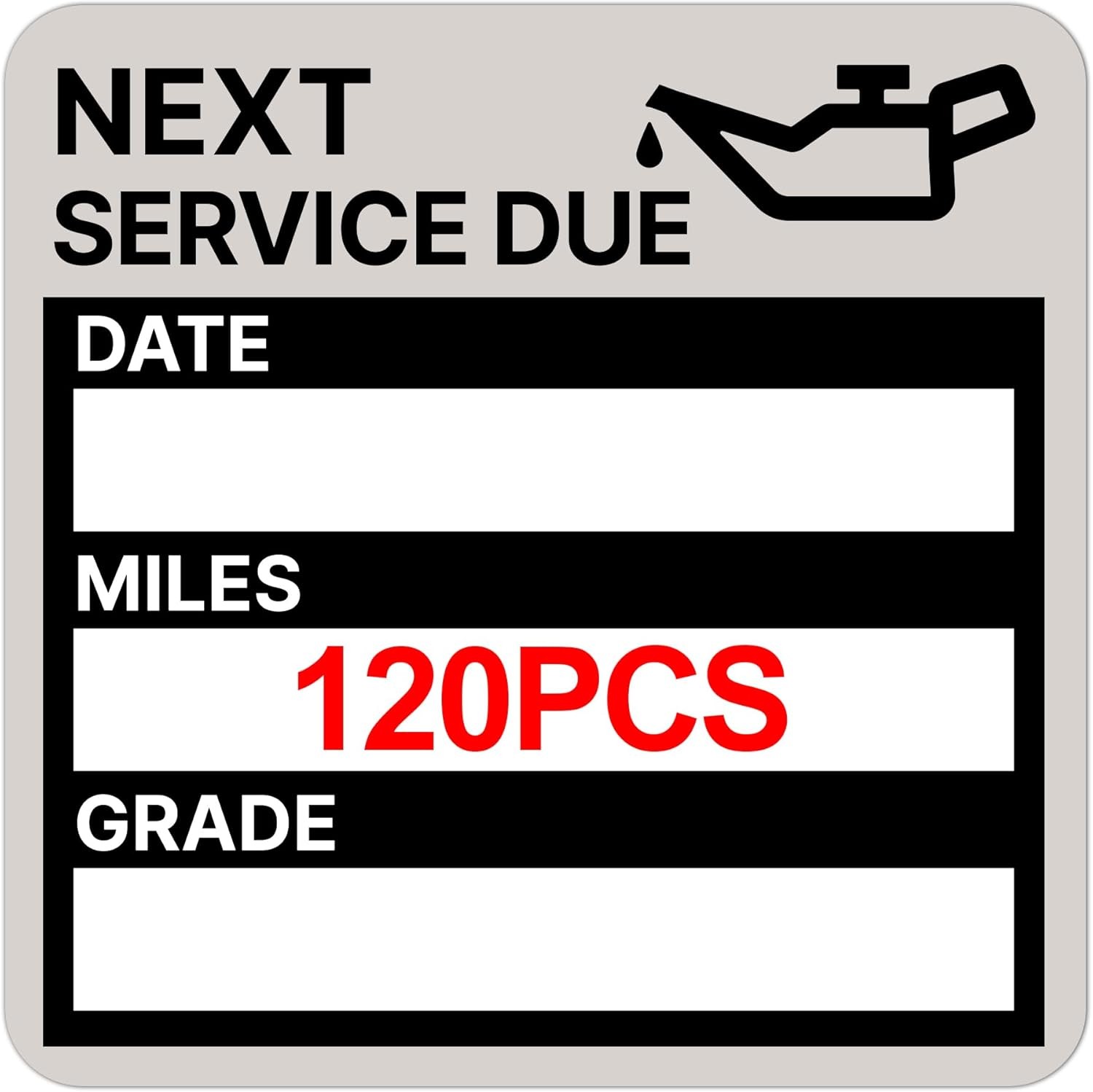 for Oil Change Sticker Static Cling, Clear Stickers 120 Pcs 2”x 2” Next Serv