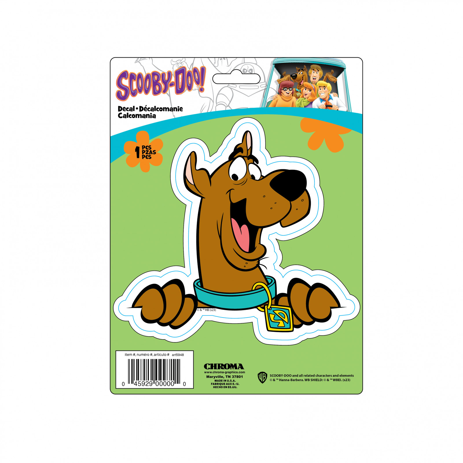 Scooby-Doo Peeking 6″x8″ Car Window Decal Multi-Color