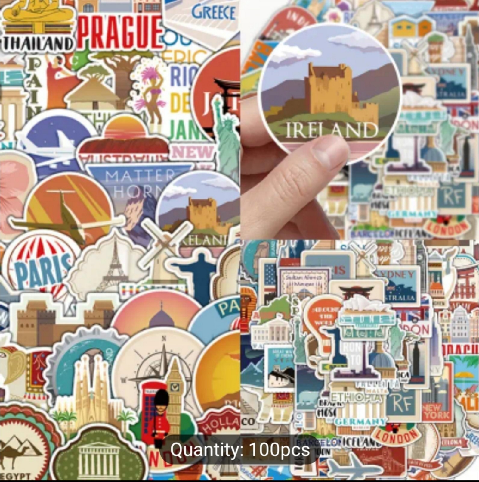 10 PCS Famous Countries Cities Landmarks Locations Travel Stickers BRAND NEW