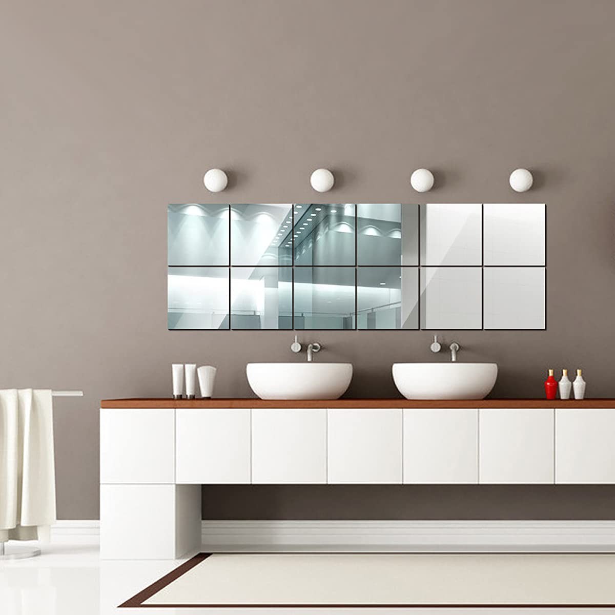 10PCS Self Adhesive Mirror Sheets Plastic Wall Decor Tiles 8×10 Inch