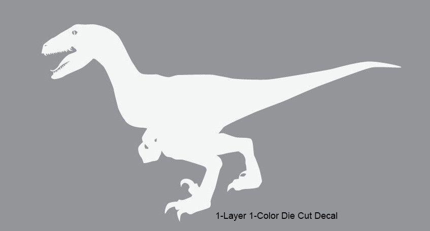 Dinosaur – Walking Velociraptor #5 – Jurassic Period – 4-21″ wide – DieCut Decal