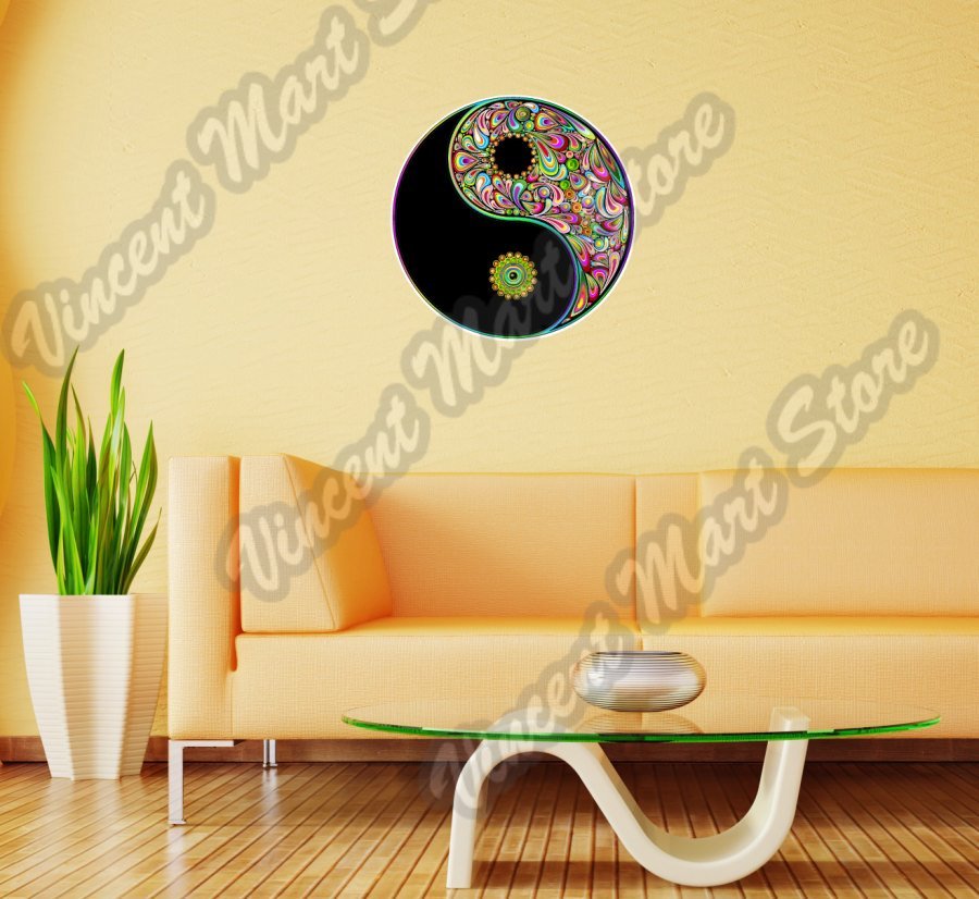 Yin Yang Symbol Love harmony Colorful Wall Sticker Room Interior Decor 22″X22″
