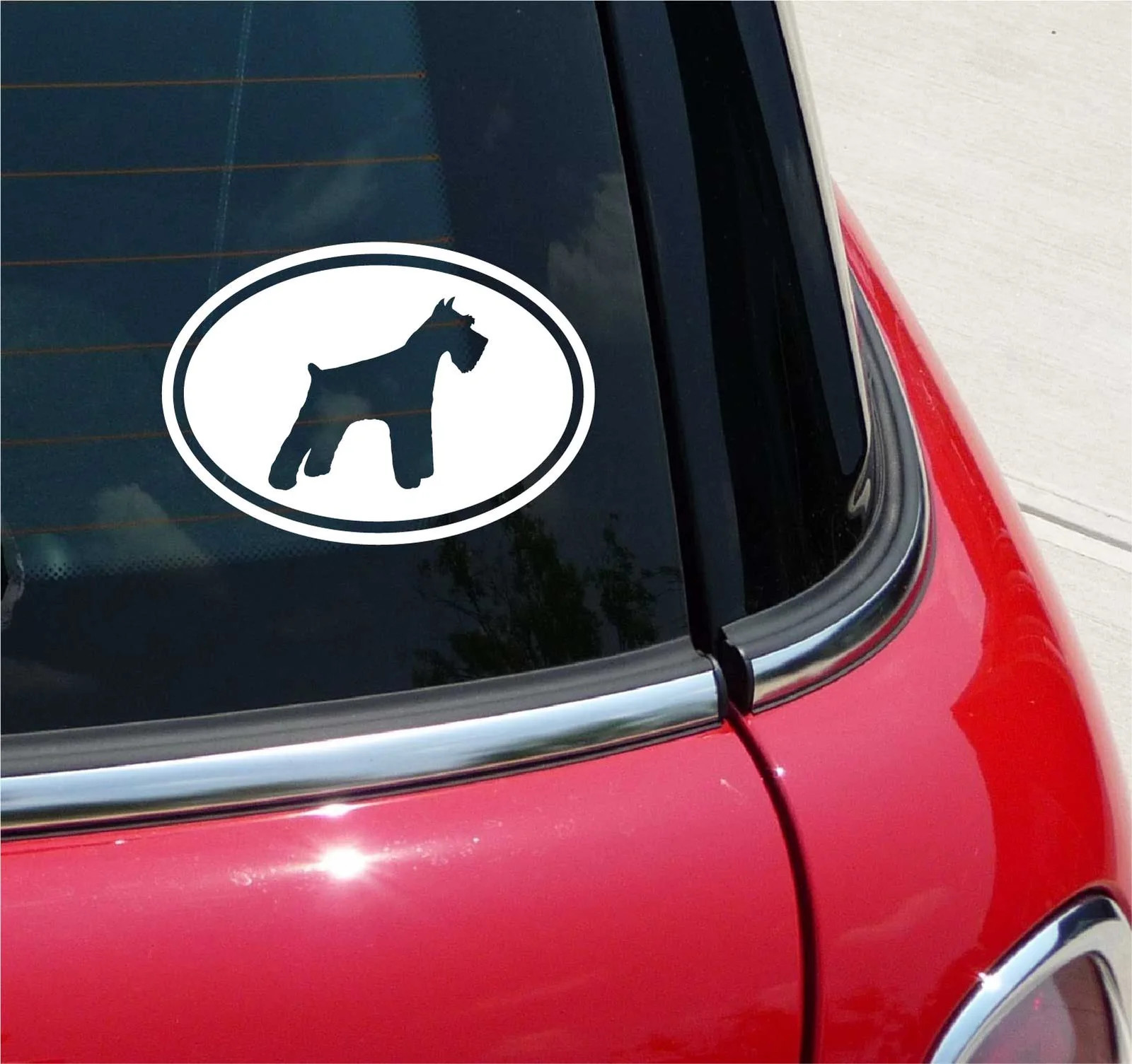 Euro Mini Miniature Schnauzer Dog Graphic Decal Sticker Car Oval NOT Two Colors