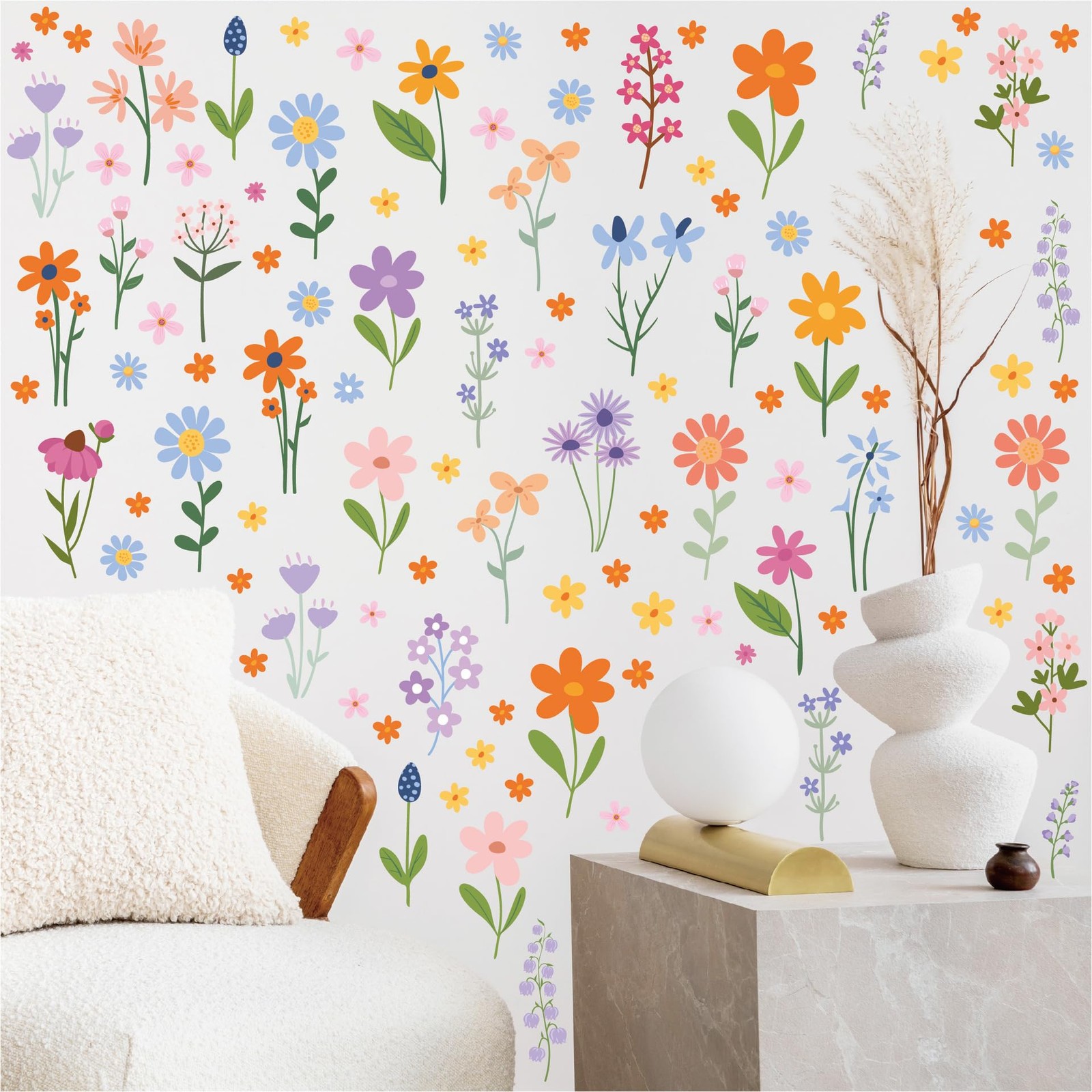 Flower Wall Decals – 8 Sheets 102 Pcs Spring Themed Wildflower Wall Stickers …