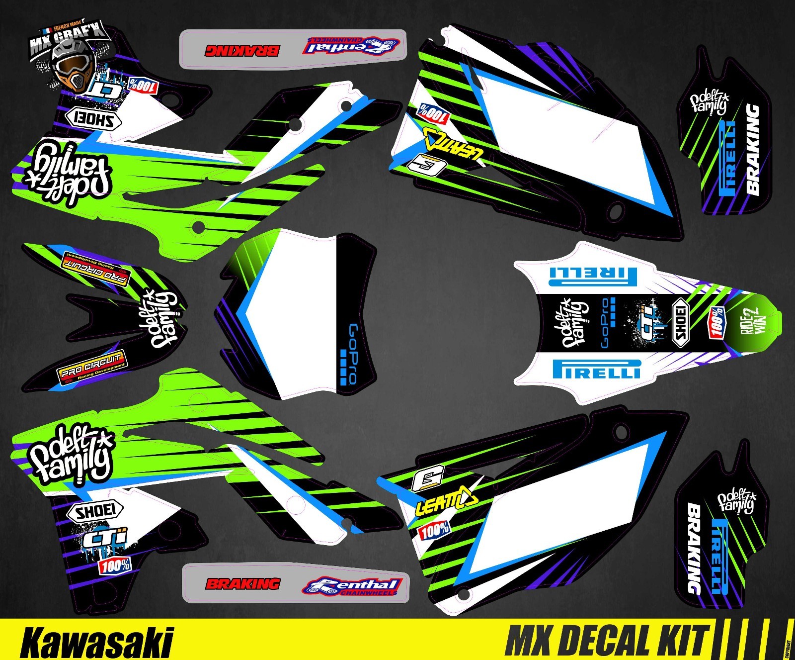 MX Decal Kit For Kawasaki KXF – DEFT F
