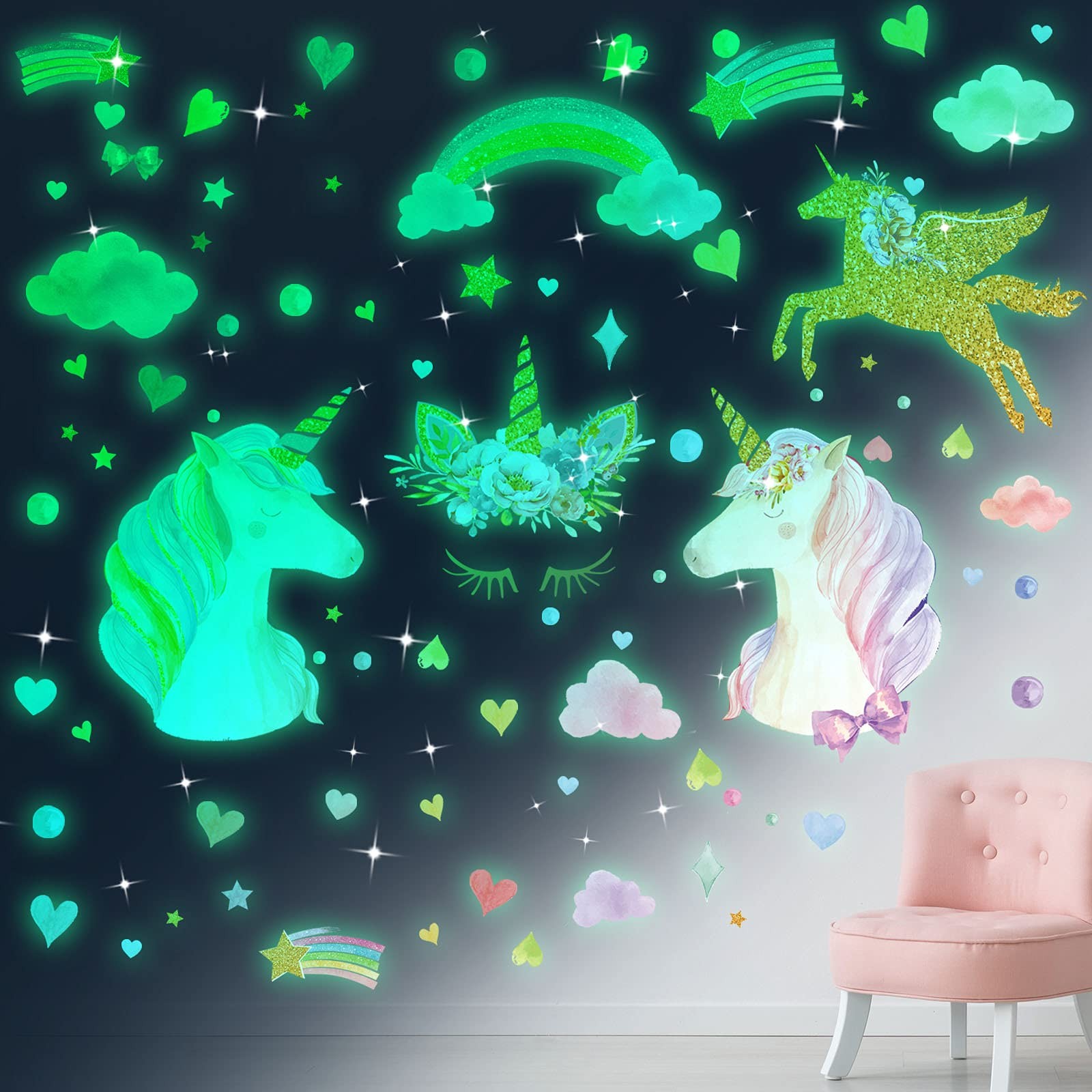 Calcomanías de pared con estrellas que brillan en la oscuridad decorar el techo