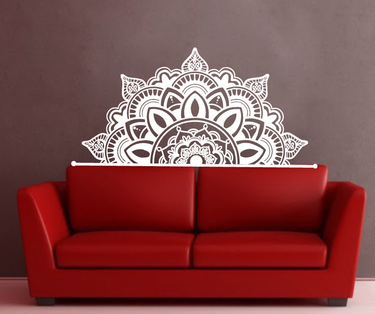 Half Mandala Wall Decals Headboard Vinyl Sticker Bohemian Boho Home Decor MS782