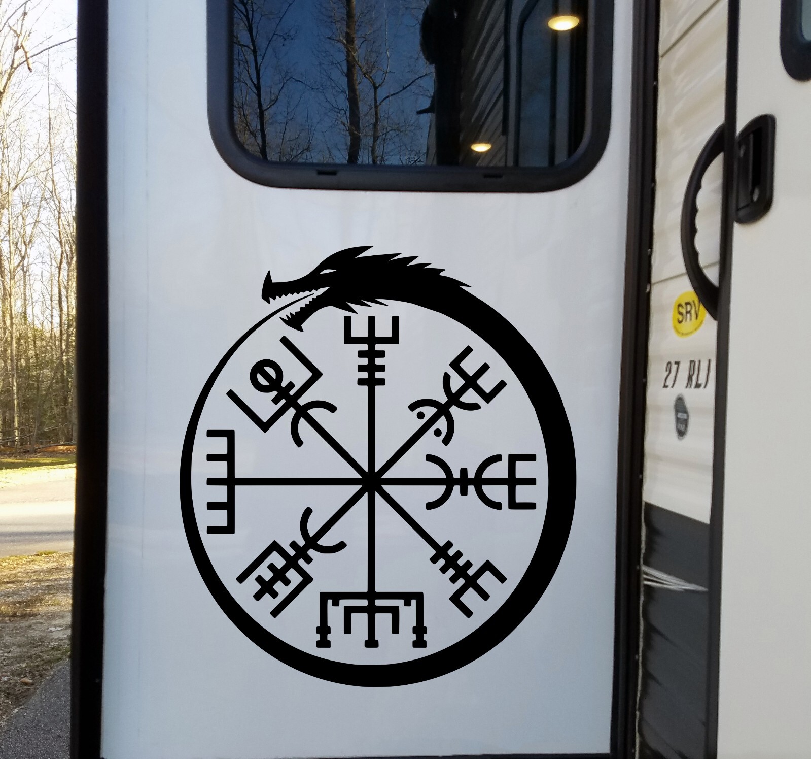 Jormungandr Ouroboros Serpent Viking Compass V2 Vinyl Decal | Die Cut Sticker