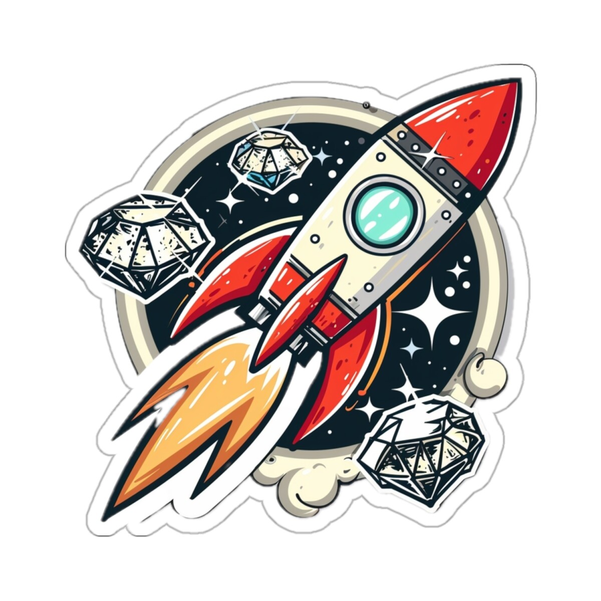 Diamond Hands to the Moon GME Meme Stonk Holder Rocket Ship Vinyl Sticker Decal