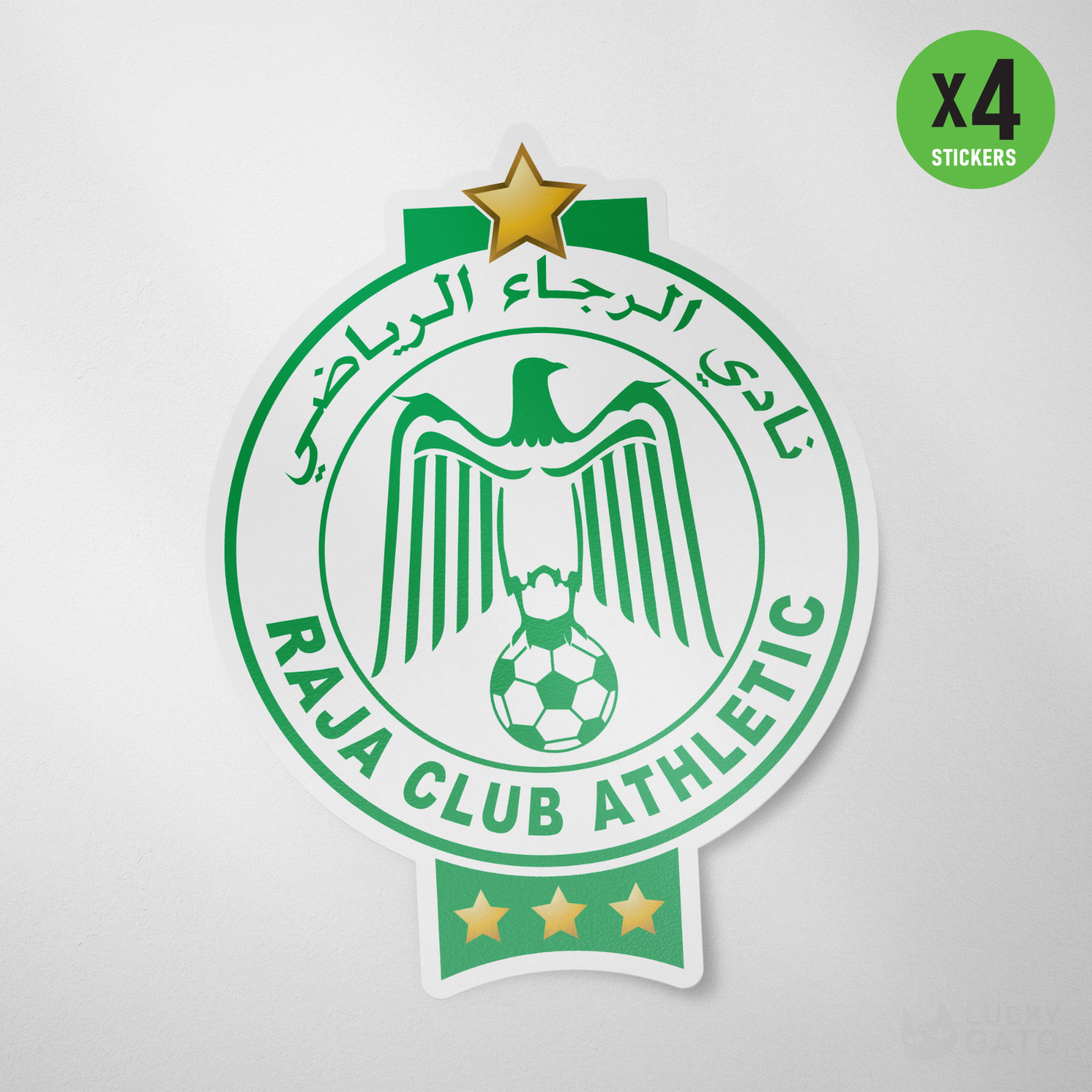 (4 Pack) Raja Club Athletic Casablanca Morocco Vinyl Sticker Decal Soccer Africa