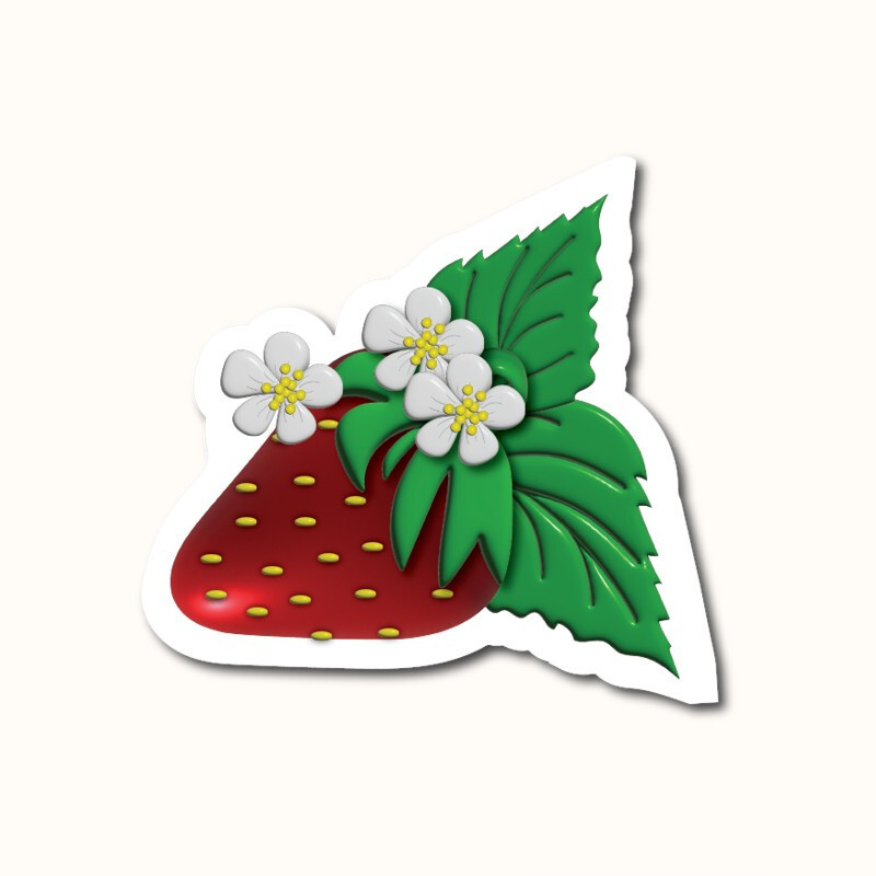 Strawberry with Flowers Waterproof Vinyl Stickers Fruit Decal Car Water Bottle