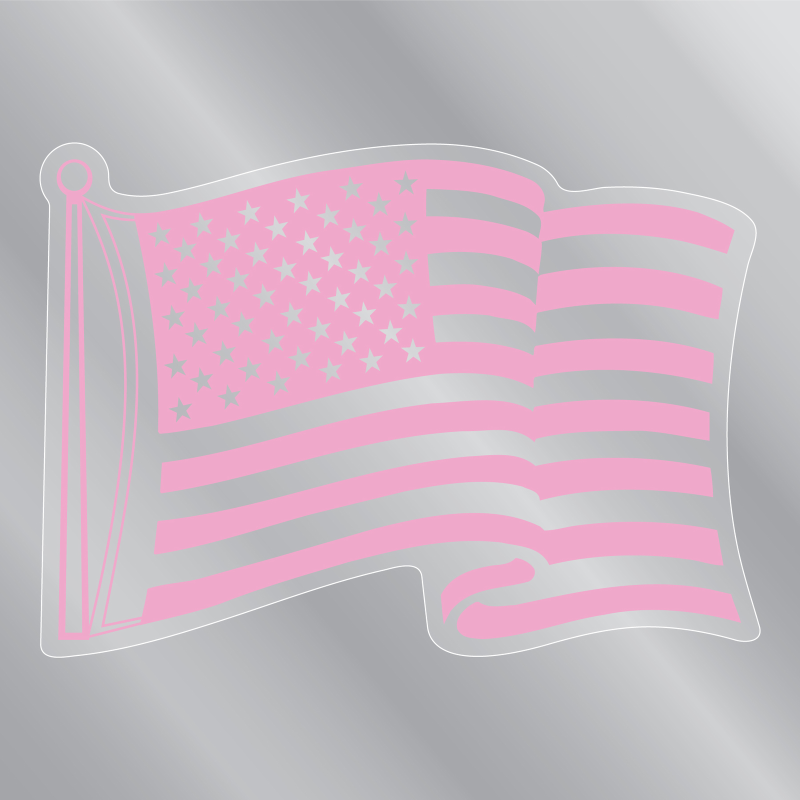 Pink Waving American Flag Back Static Cling