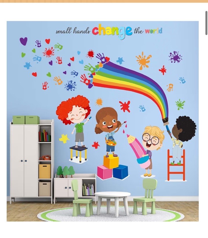 Small Hands Change The World Wall Stickers – Inspirational Quotes Rainbow