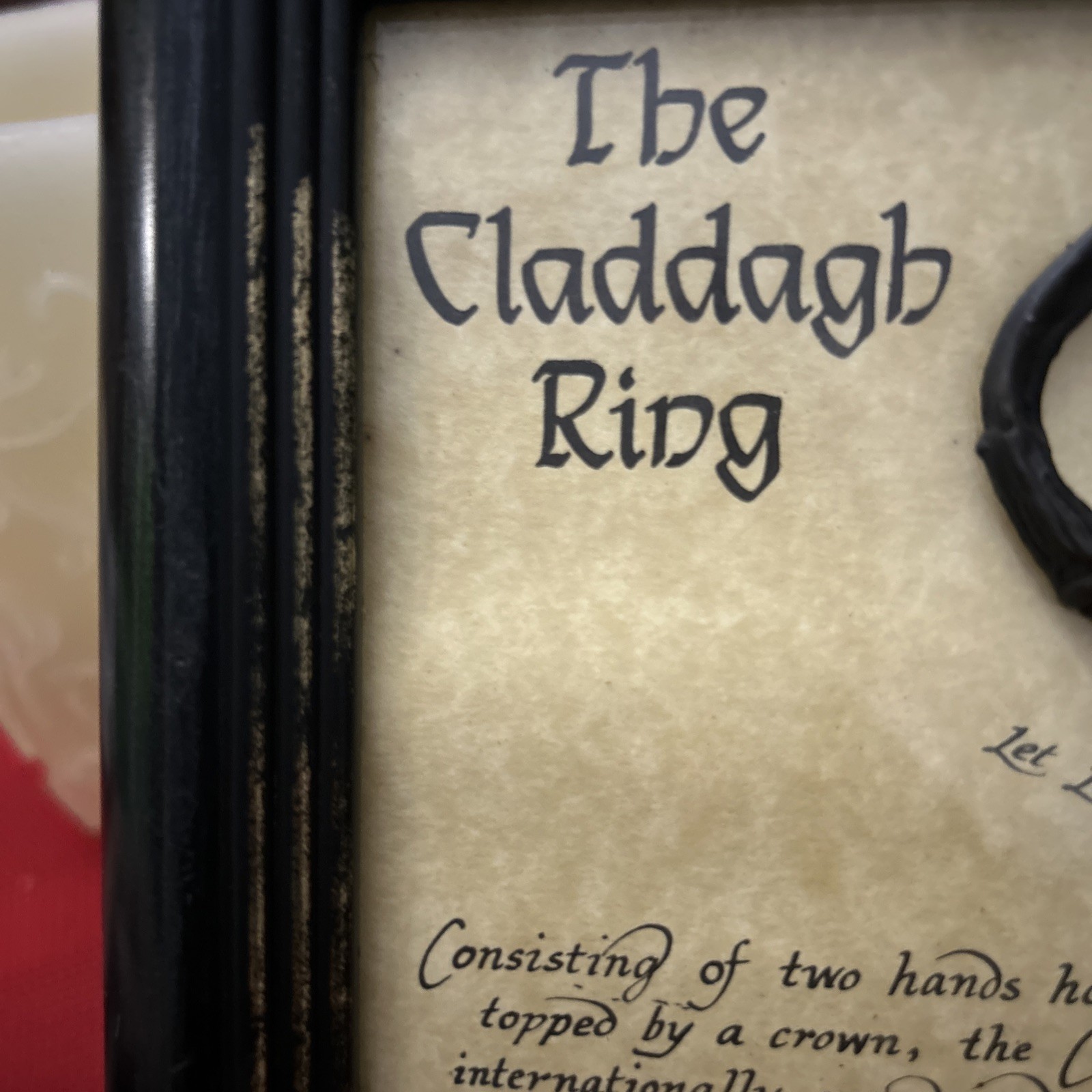 Irish Claddagh Ring Wall Hanging or standing Framed, History of Ring