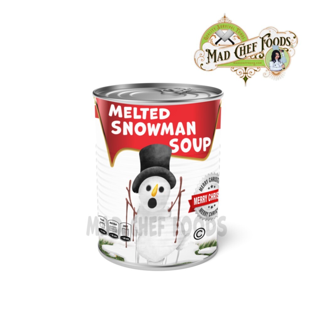 FUNNY CHRISTMAS Melted Snowman Soup Can Labels STOCKING STUFFER Gag Gift 2pk
