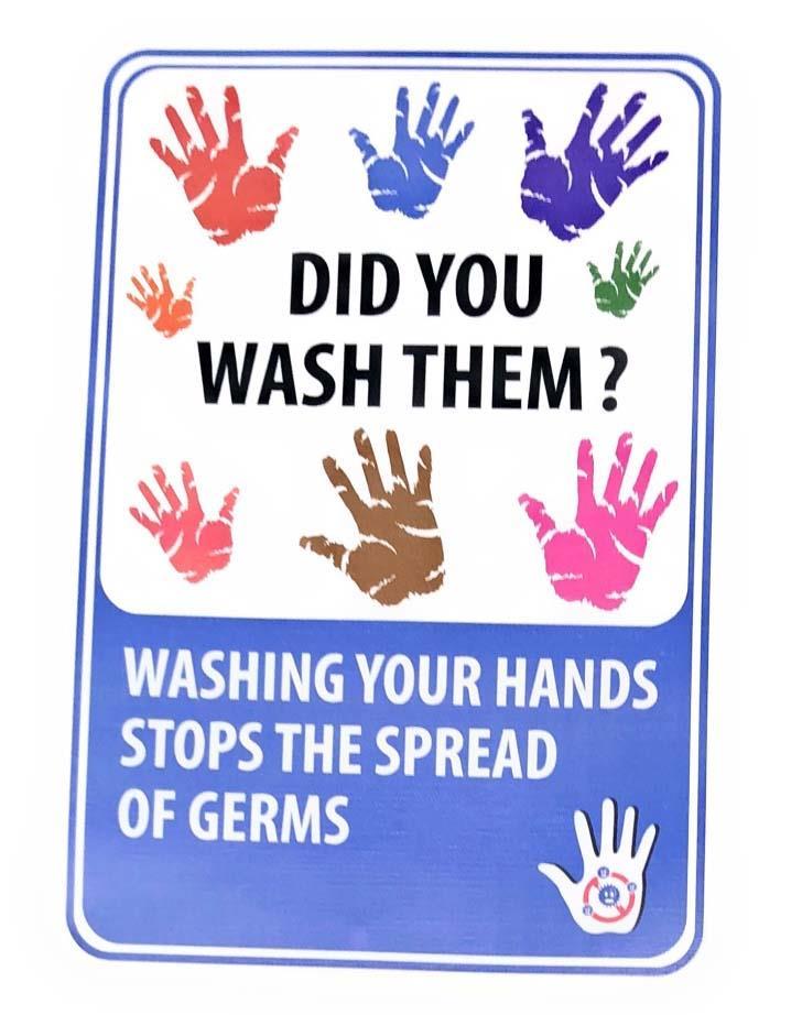 STOP the Spread of GERMS WASH Your HANDS 4″ x 6″ Removal Decal Sticker Set of 2