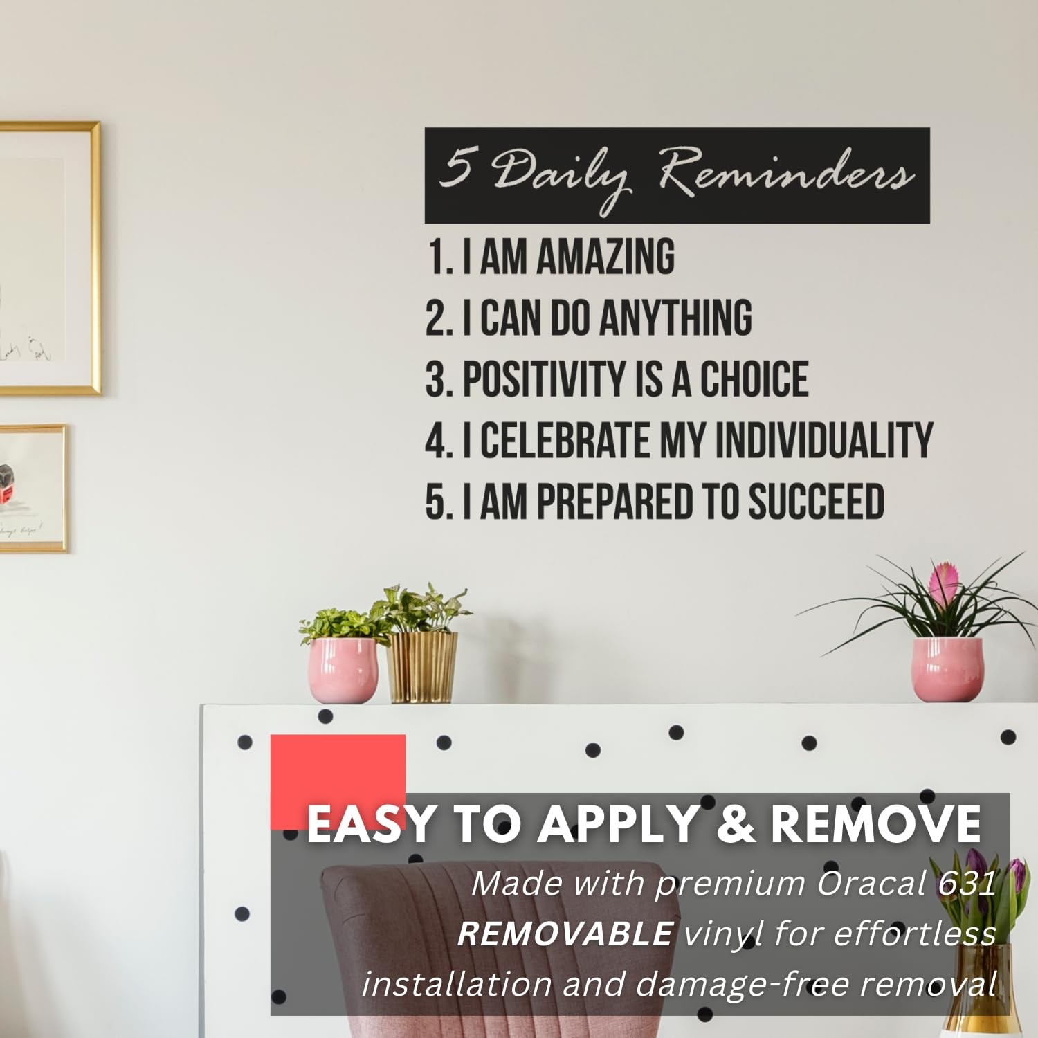 – 5 Daily Reminders – Inspirational Motivational Wall Decal Sticker Quote Art…