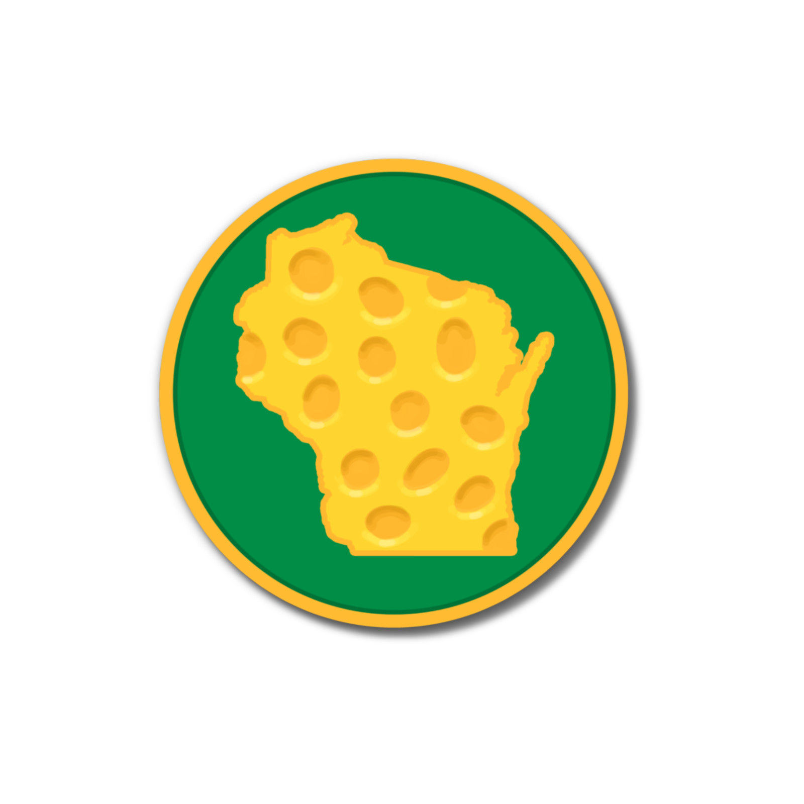 Wisconsin Cheese Green and Gold Premium Vinyl Circle Sticker 3″ x 3″