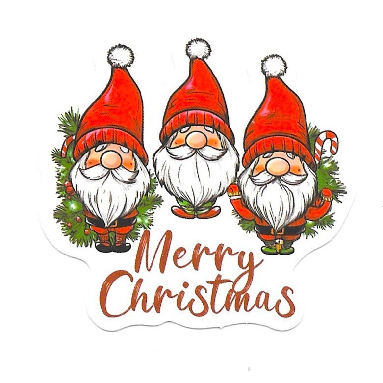 Red Hat Gnome Stickers Vinyl Die Cut Merry Christmas Journal Scrapbook
