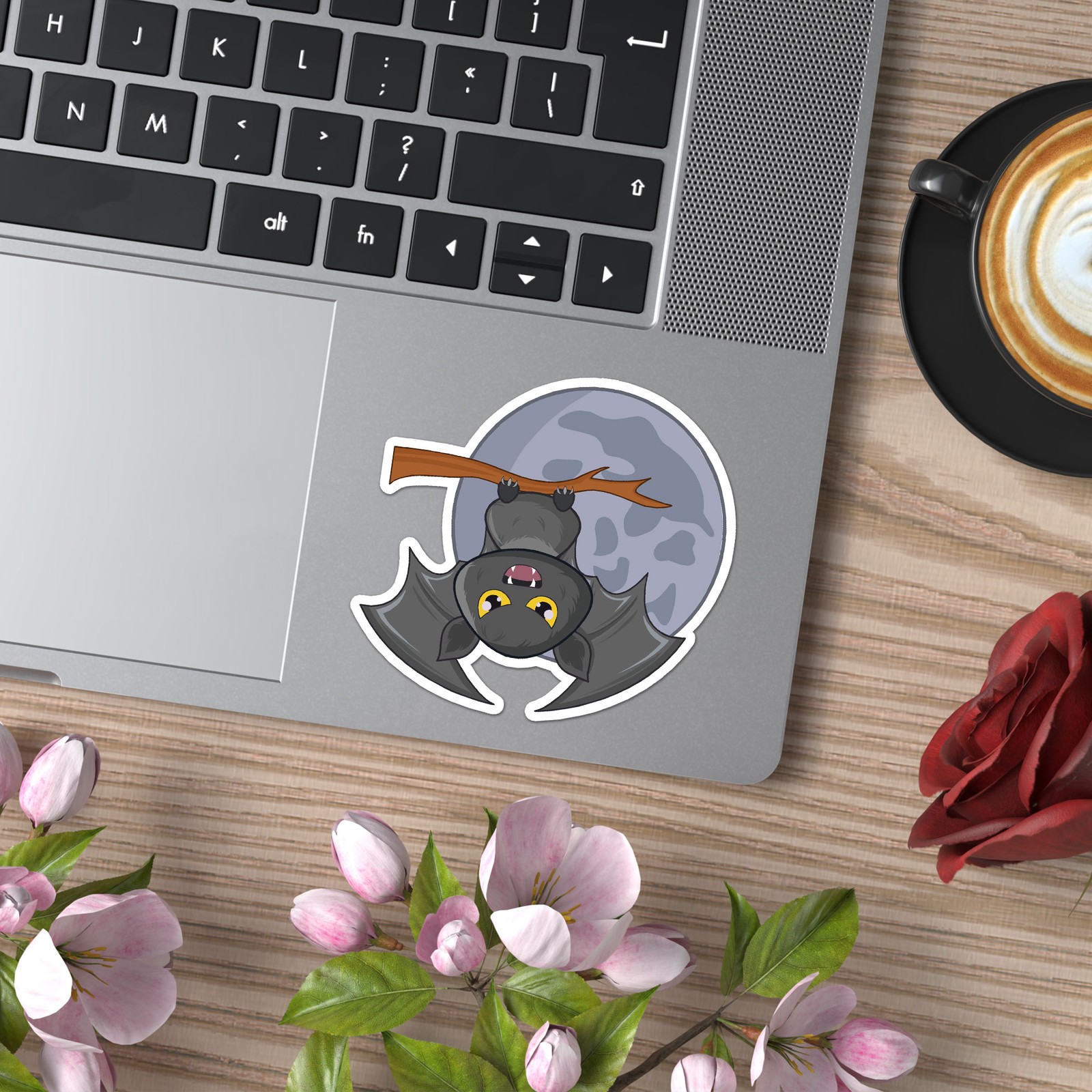 Hanging Bat Moon – Vinyl Decal Sticker – Car Window Laptop – ebn12617